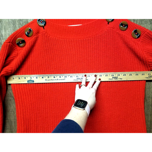 Philosophy Wmns Size M Sweater Long Sleeve Button Detail Oversized Pullover Red - Picture 7 of 8